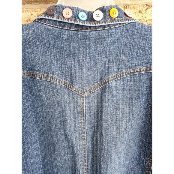 Chico's Design Blue Jean Jacket 12/14 Large Chicos Size 2 - Picture 7 of 9